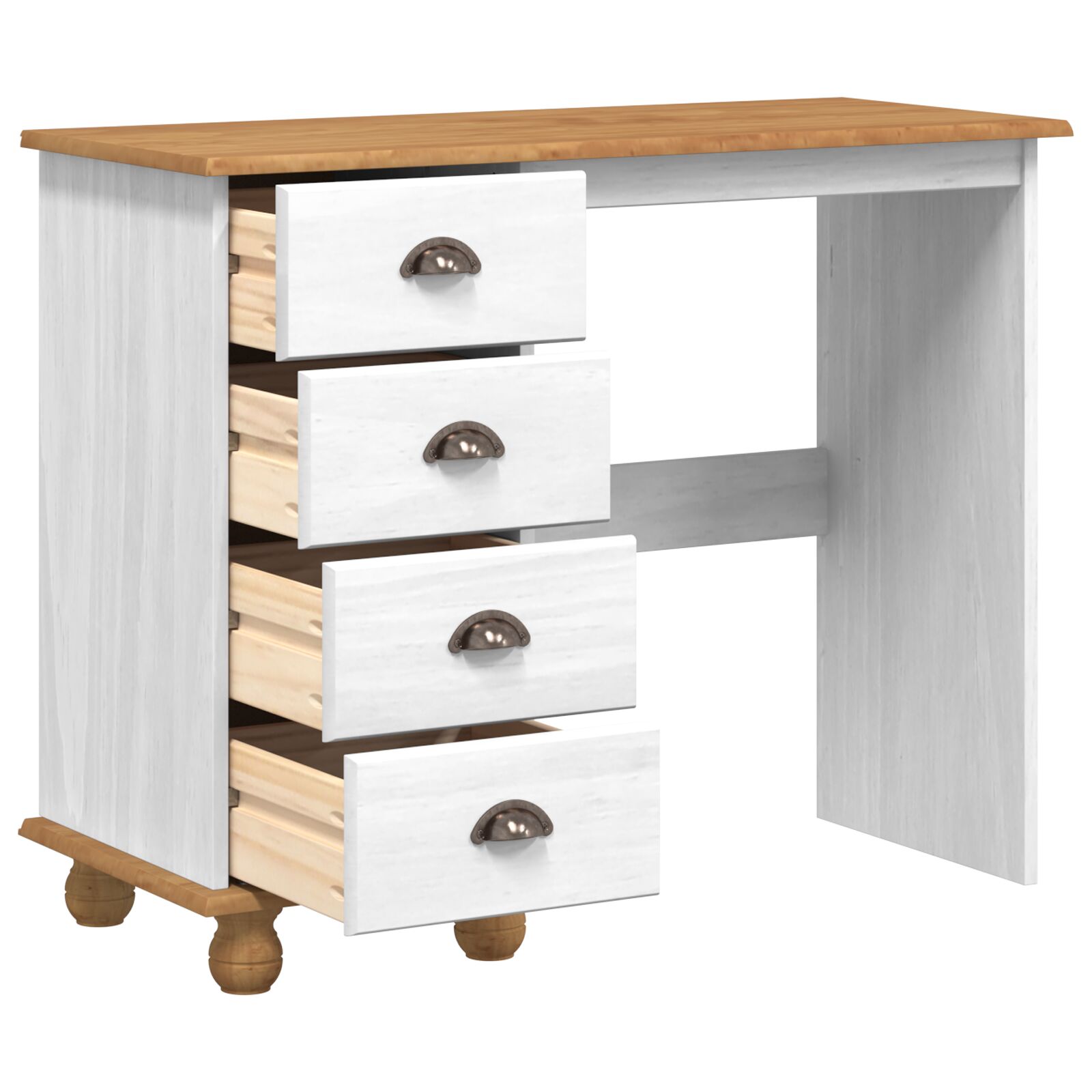 Schreibtisch "ASKIM" mit Schubladen Weiß 95x40x75 cm massives Kiefernholz