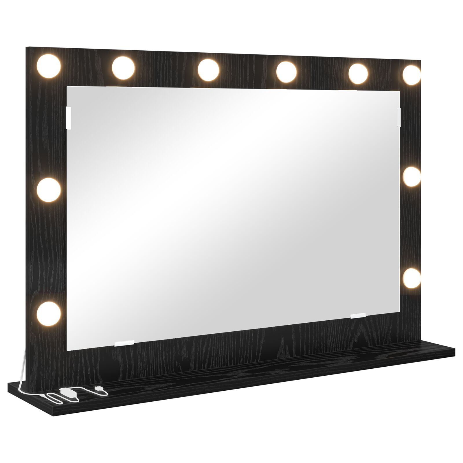 Schminkspiegel mit LED-Lichtern Schwarz Eiche 80x55x18 cm Schminkspiegel mit LED-Lichtern Schwarz Eiche 80x55x18 cm