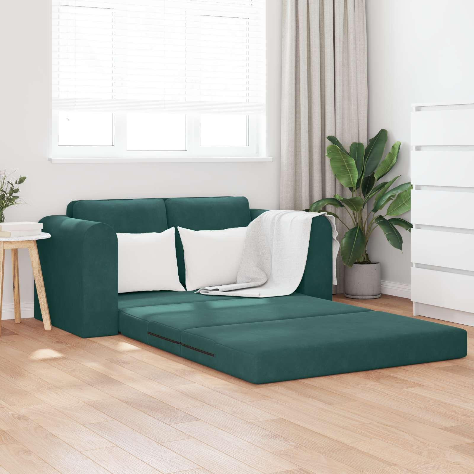 Boden Sofa Bett 2-in-1 Dunkelgrün 148x71x83 cm Samt Boden Sofa Bett 2-in-1 Dunkelgrün 148x71x83 cm Samt