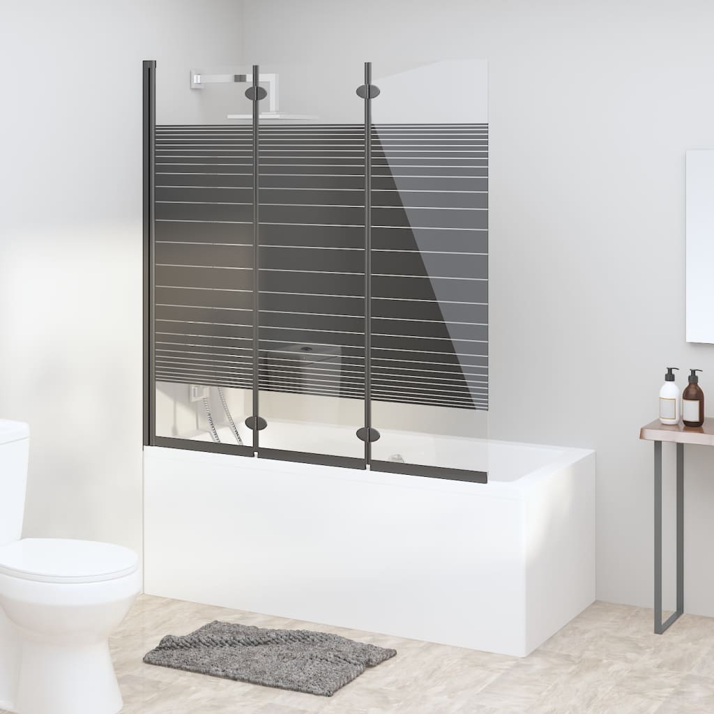 Badewannenfaltwand 3-teilig 130x130 cm ESG Schwarz Badewannenfaltwand 3-teilig 130x130 cm ESG Schwarz