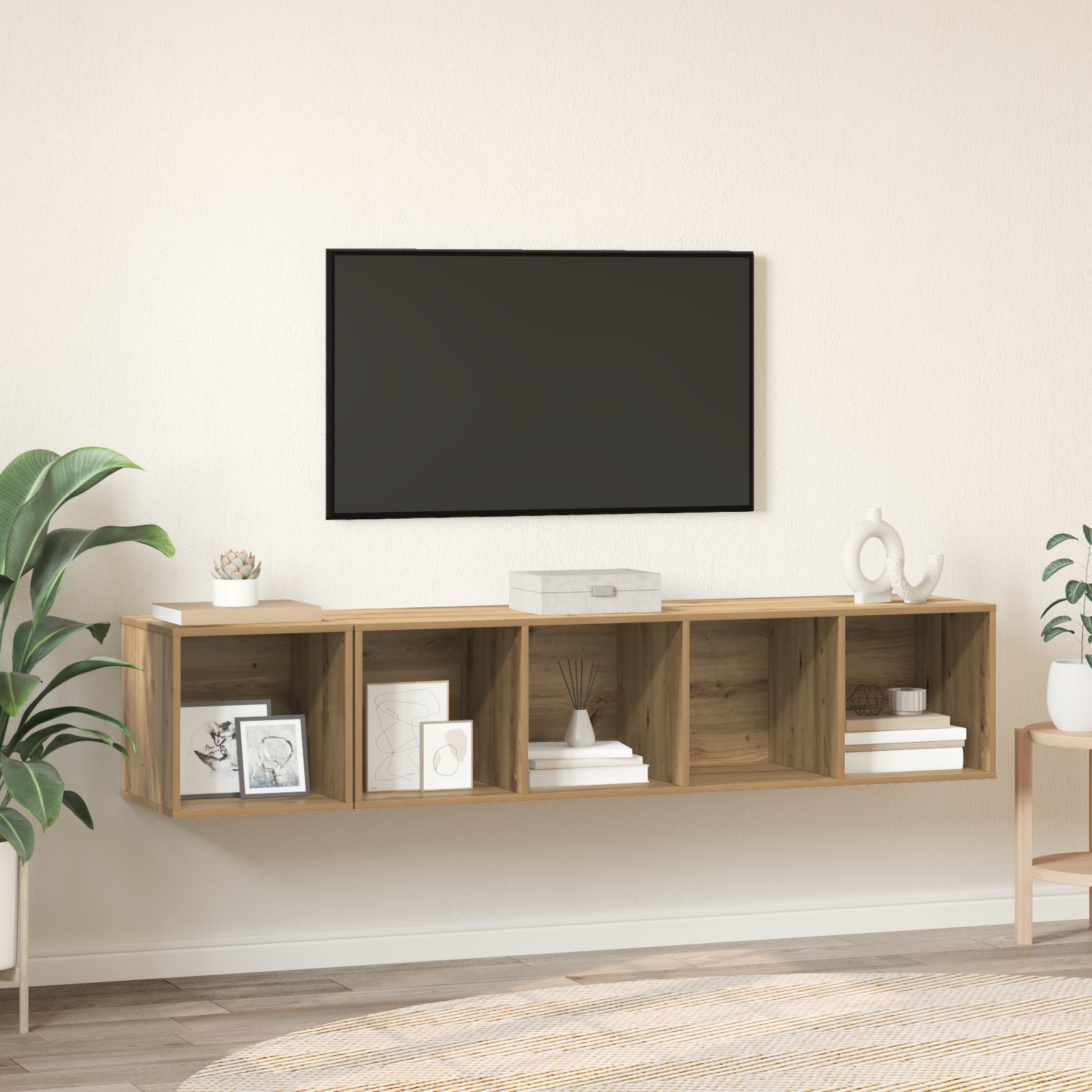 TV-Schrank Set 2 pcs Eiche handwerklich 37 x 37 x 142,5 cm