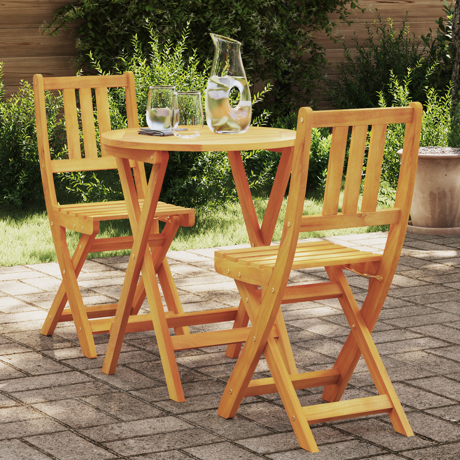 3-teiliges Klapp Bistro Set aus massivem Akazienholz 3-teiliges Klapp Bistro Set aus massivem Akazienholz