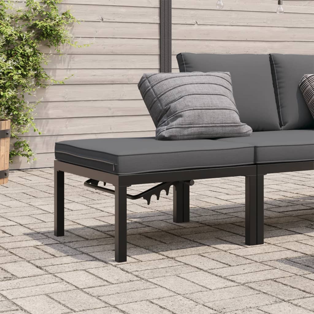 Gartenhocker mit Kissen Schwarz Aluminium Gartenhocker mit Kissen Schwarz Aluminium
