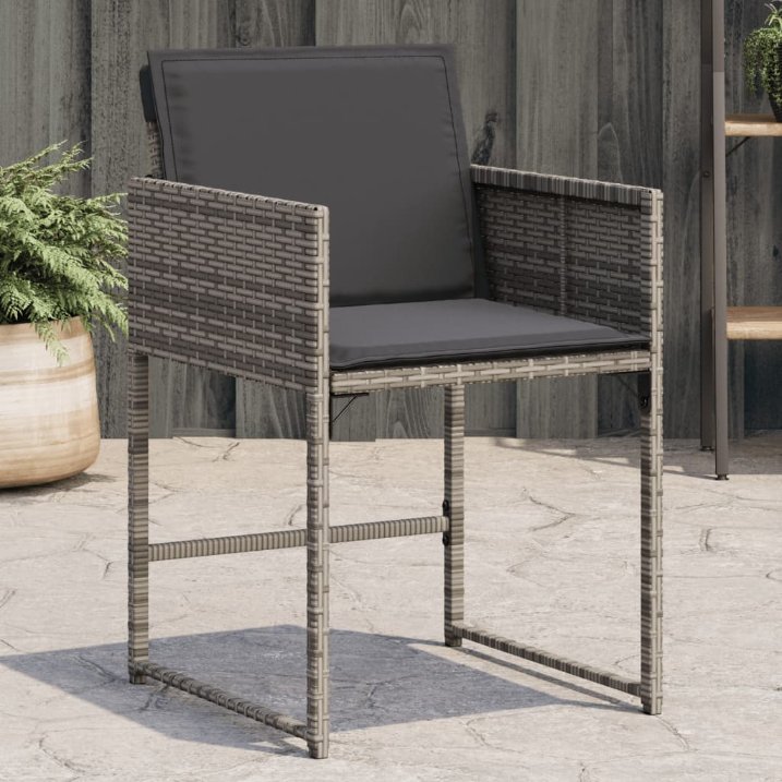 Gartenstühle mit Kissen 4 Stk. Grau Poly Rattan Gartenstühle mit Kissen 4 Stk. Grau Poly Rattan