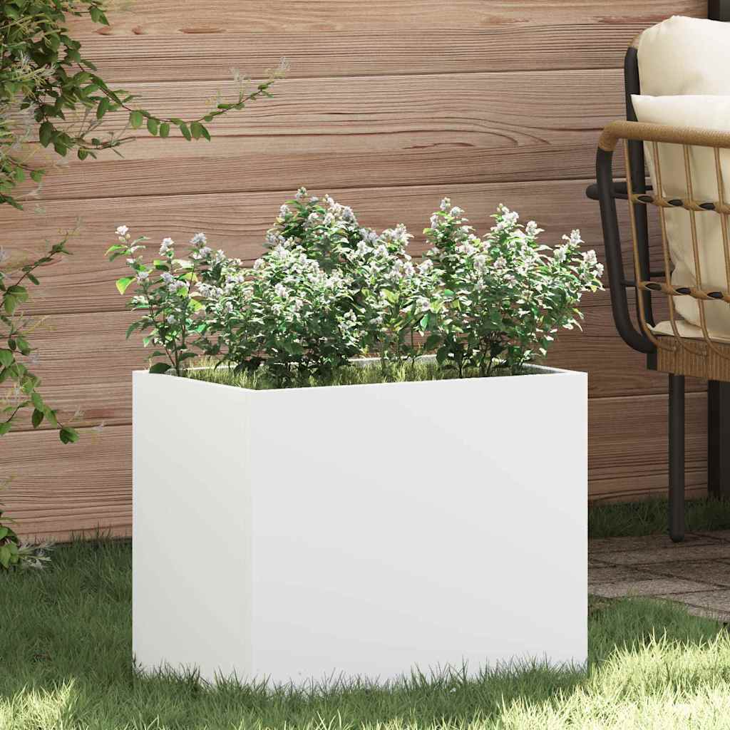 Gartenblumentopf Weiß 50 x 32 x 40 cm Kaltgewalzter Stahl Gartenblumentopf Weiß 50 x 32 x 40 cm Kaltgewalzter Stahl