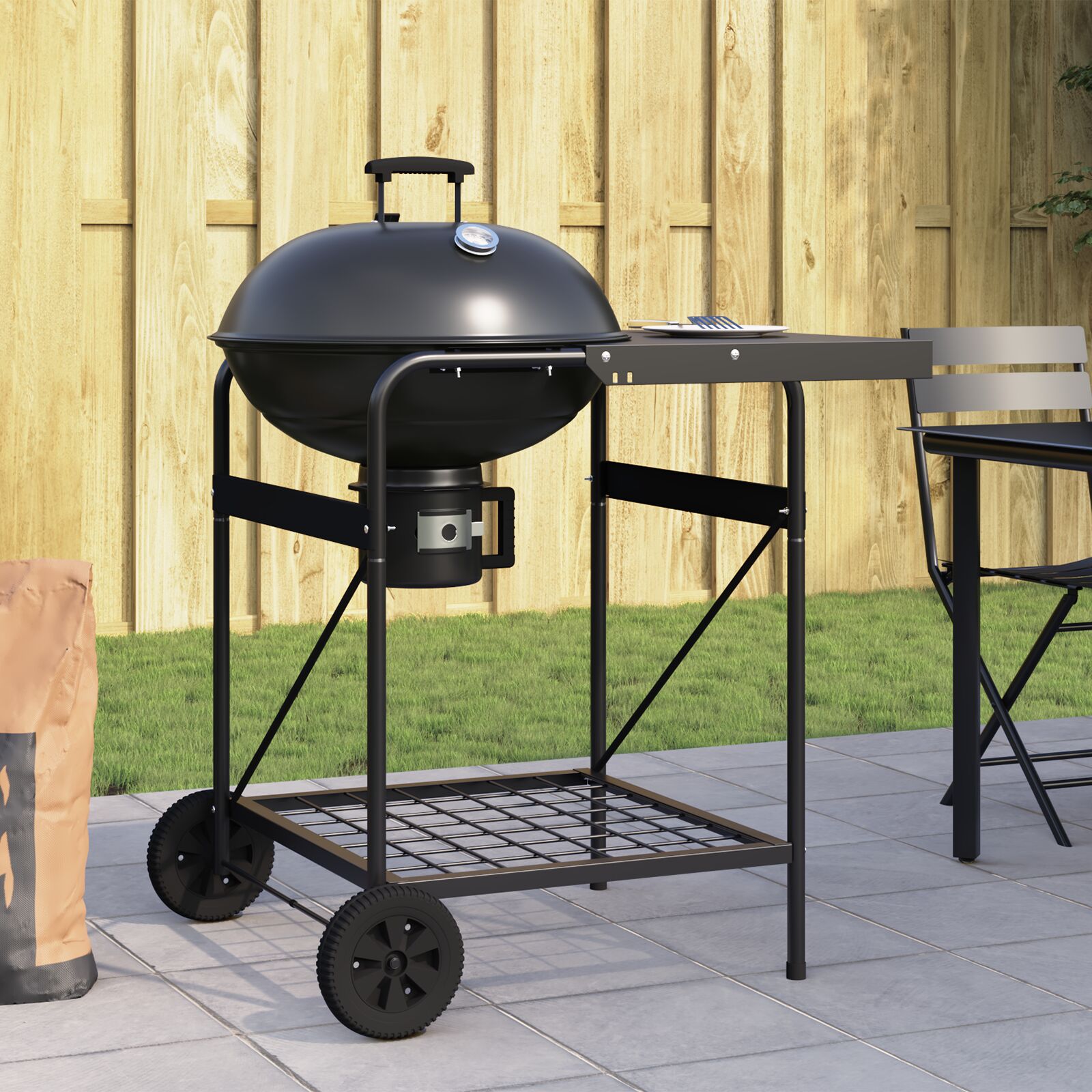 Grillwagen Schwarz mit Deckel 96x72x113 cm Metall Grillwagen Schwarz mit Deckel 96x72x113 cm Metall