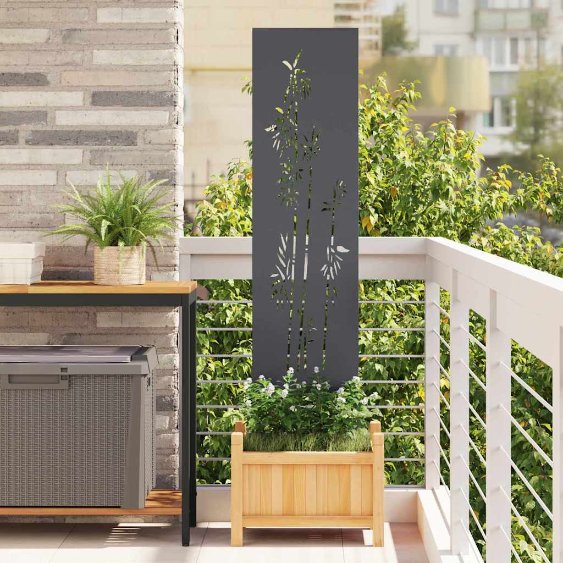 Garten Sichtschutz-Leinwand Floral Anthrazit 32 x 140 cm