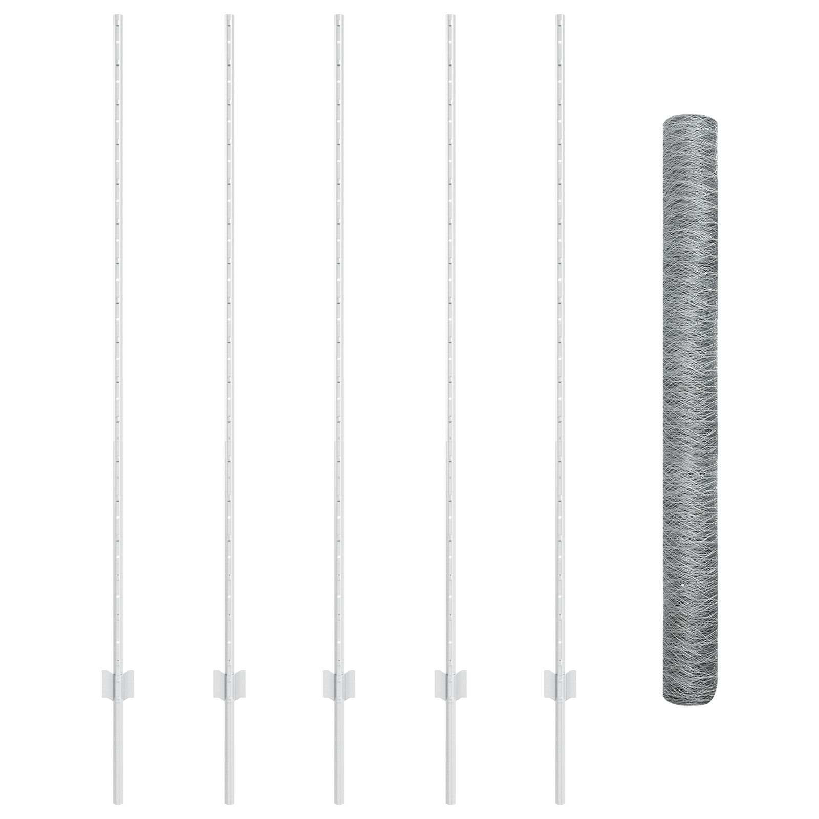 Zaunpfosten 10 Stück U-Kanal 160 cm verzinkter Stahl, Sechseckzaun 1.6x10 m verzinkter Stahl