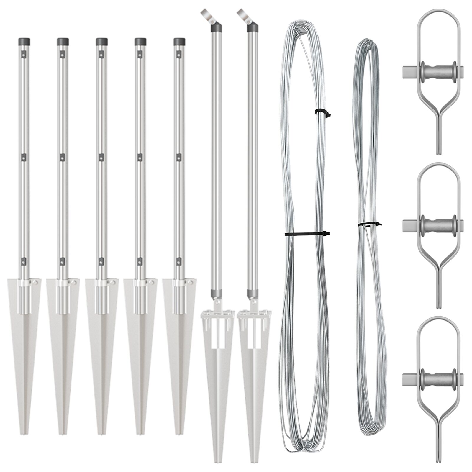 Zaunpfosten mit Spitze 7 Stück Ø32 mm 60 cm Verzinkter Stahl