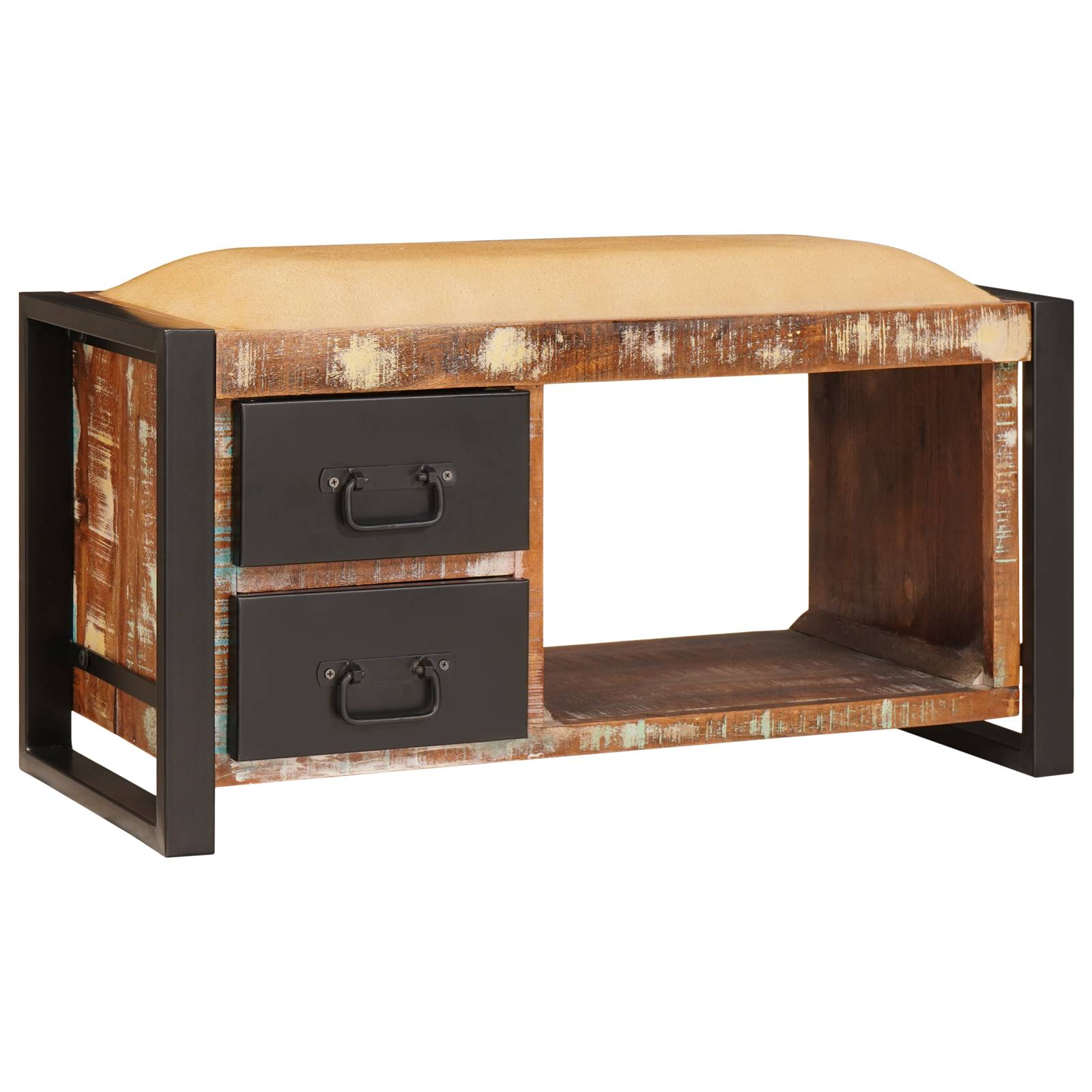 Aufbewahrungsbank Bunt 80x35x40 cm Massivholz Recyceltes Holz Aufbewahrungsbank Bunt 80x35x40 cm Massivholz Recyceltes Holz