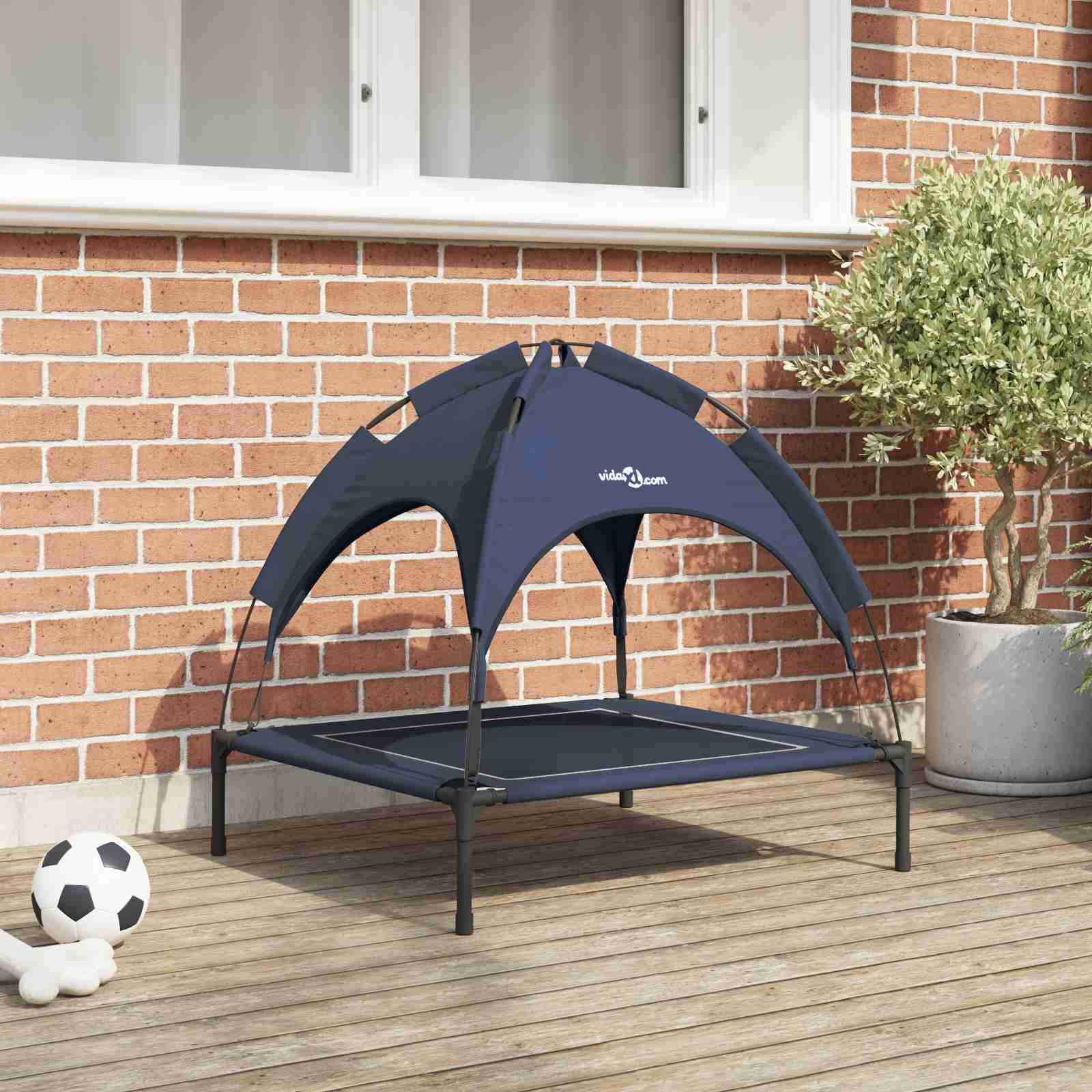 erhöhtes Hundebett Marineblau Stoff, Metall 71 x 64 x 71 cm