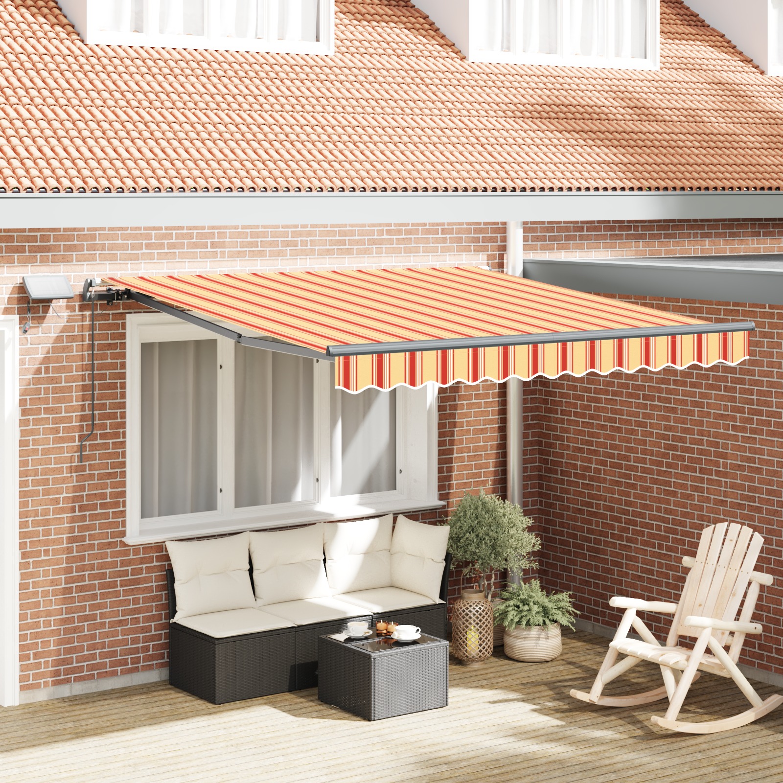 Manuelle einziehbare Markise mit LED Gelb und Orange 300x250 cm Manuelle einziehbare Markise mit LED Gelb und Orange 300x250 cm