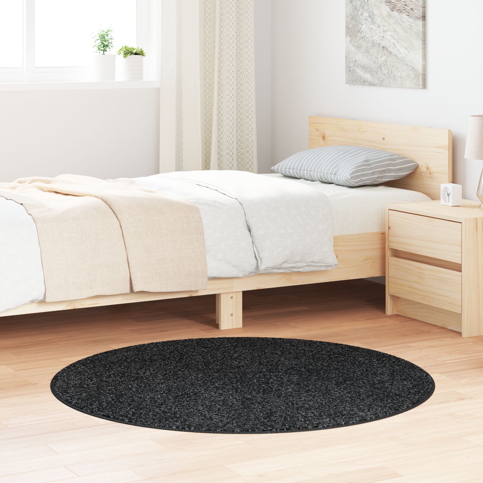 vidaXL Shaggy-Teppich mit Latexrücken Dunkelgrau ø120 cm vidaXL Shaggy-Teppich mit Latexrücken Dunkelgrau ø120 cm