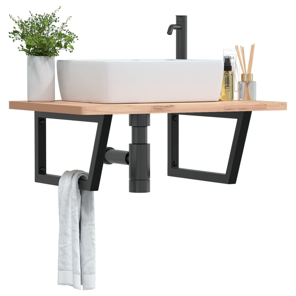 Waschtisch-Halterungen 2 Stk. Schwarz Trapezförmig Stahl Waschtisch-Halterungen 2 Stk. Schwarz Trapezförmig Stahl