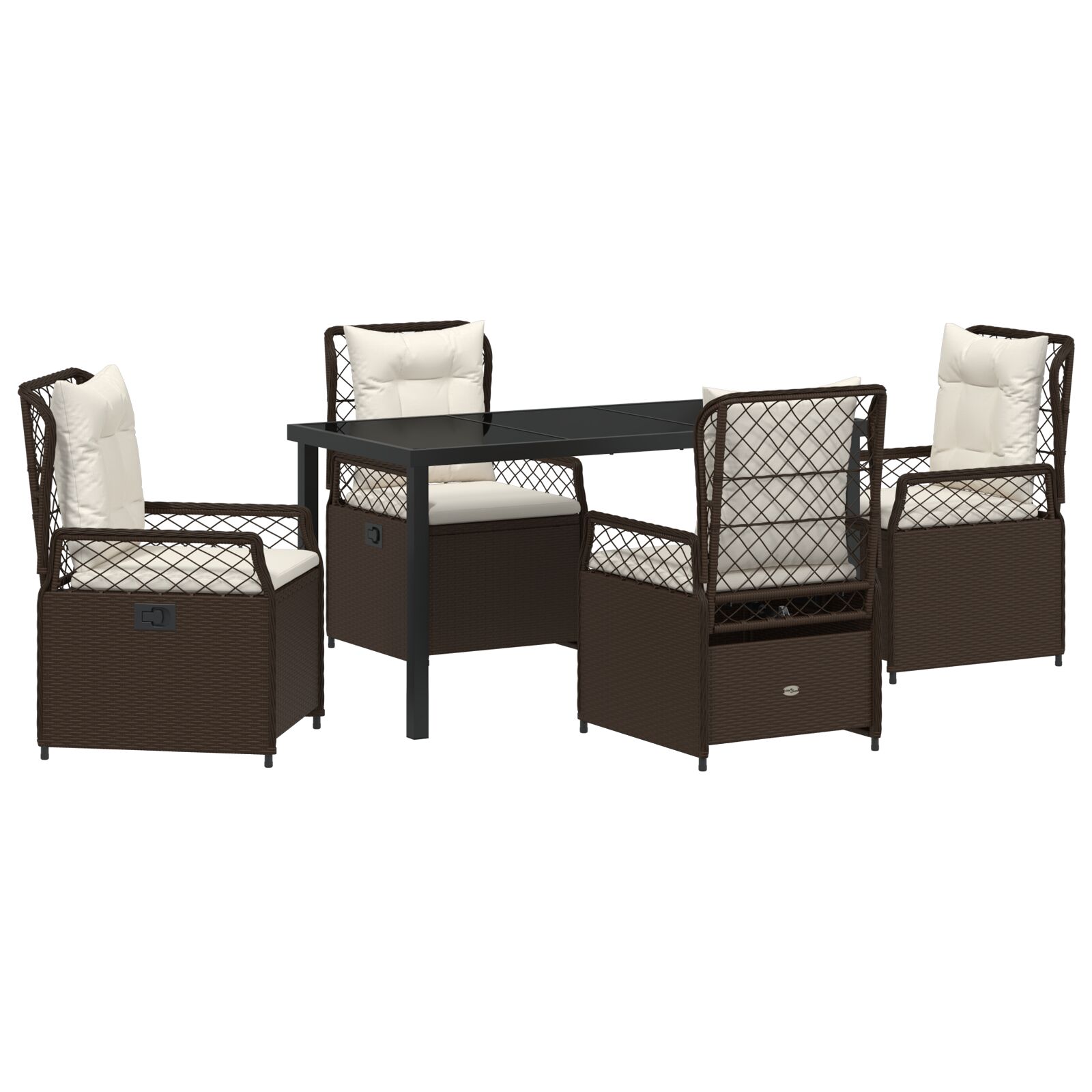 5-teiliges Garten-Esstisch-Set Braun Poly-Rattan