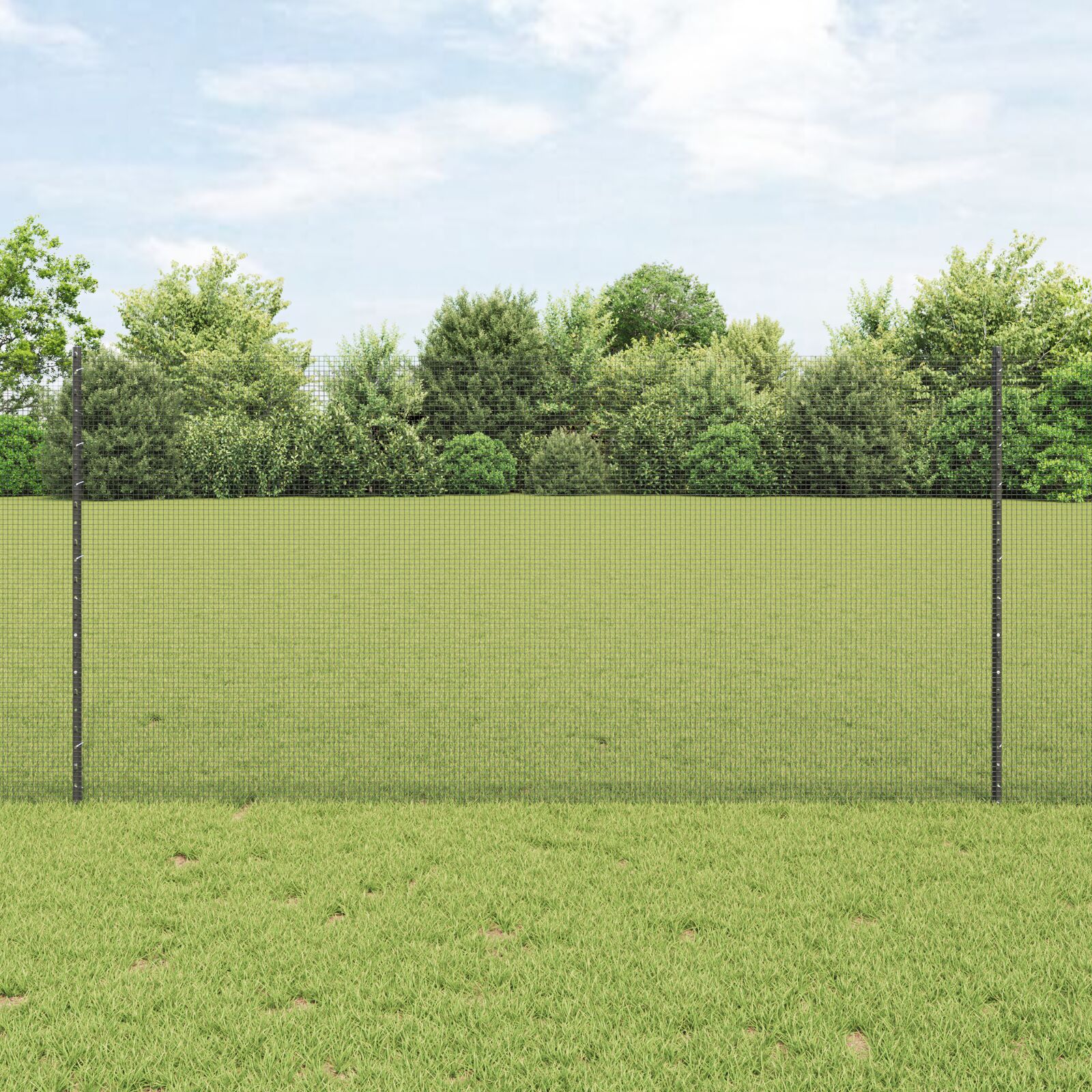 Geschweißter Drahtzaun mit 10 U-Pfosten Grau 1,2 x 10 m Stahl