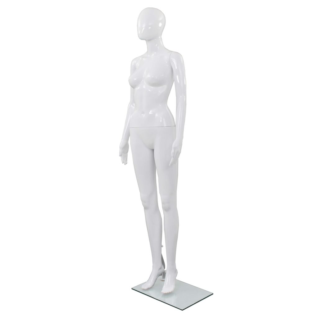 Weibliche Schaufensterpuppe mit Glassockel Weiß 175 cm Weibliche Schaufensterpuppe mit Glassockel Weiß 175 cm