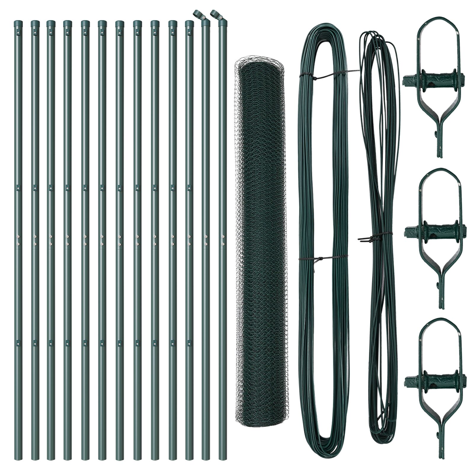 Zaunset Set aus 2 Dunkelgrün Metall 25 x 1 m Außenzaun