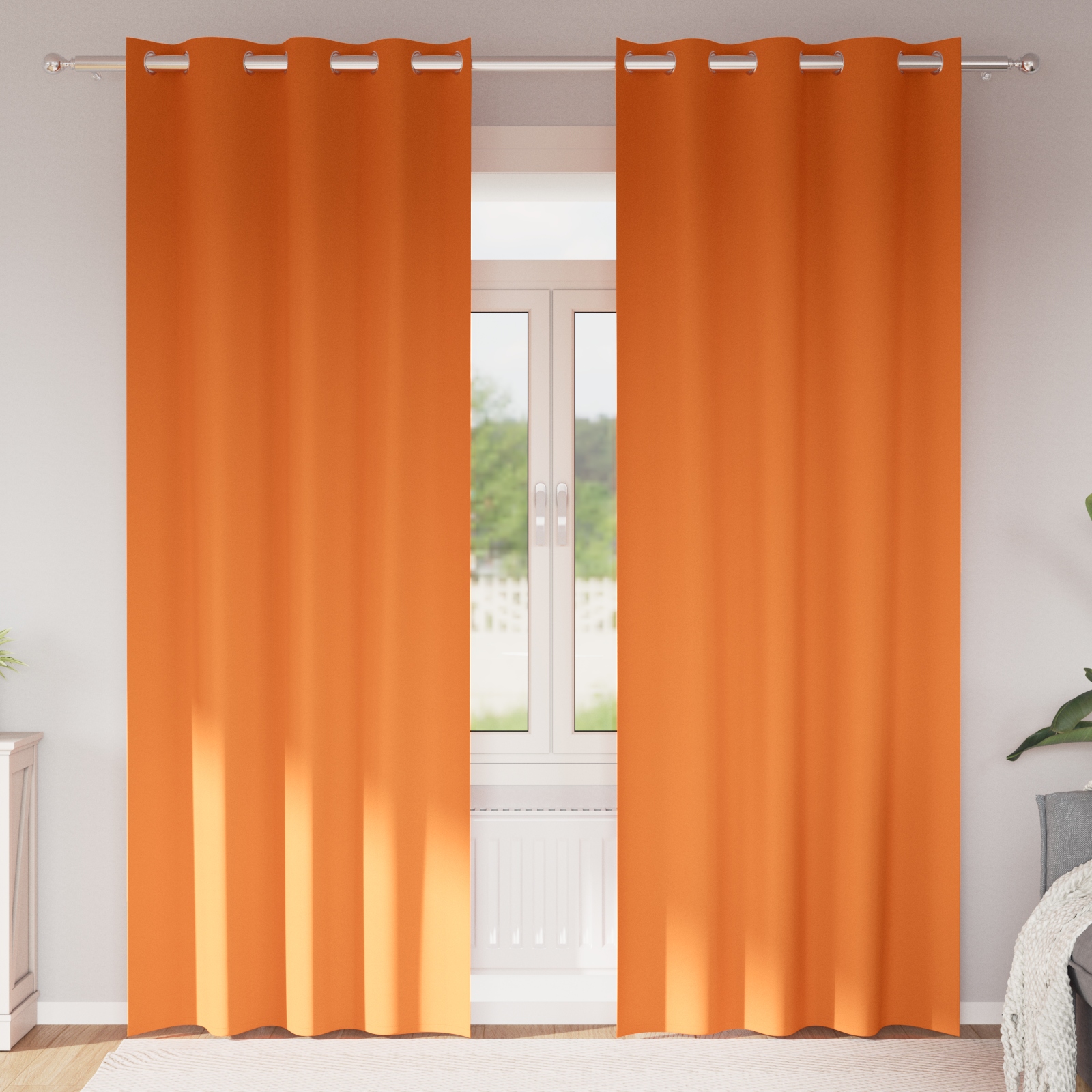 Vorhänge 2 pcs Leuchtendes Orange 260 x 140 cm Polyester Vorhänge 2 pcs Leuchtendes Orange 260 x 140 cm Polyester