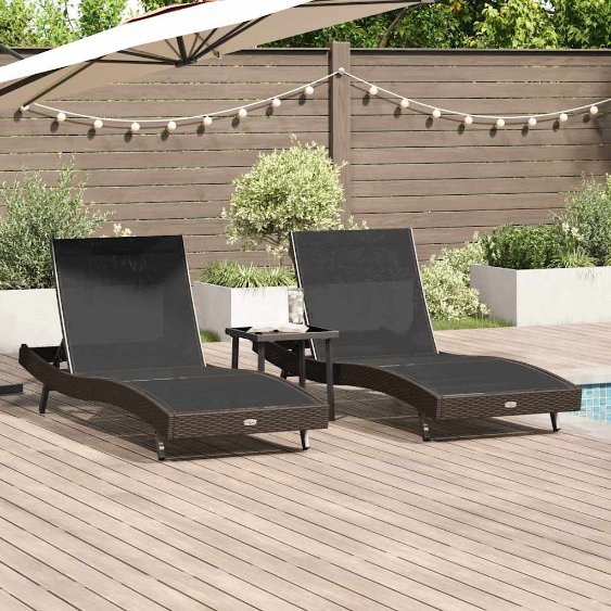 Liegestühle 3 pcs Braun 40 x 40 x 40,5 cm Poly-Rattan Liegestühle 3 pcs Braun 40 x 40 x 40,5 cm Poly-Rattan