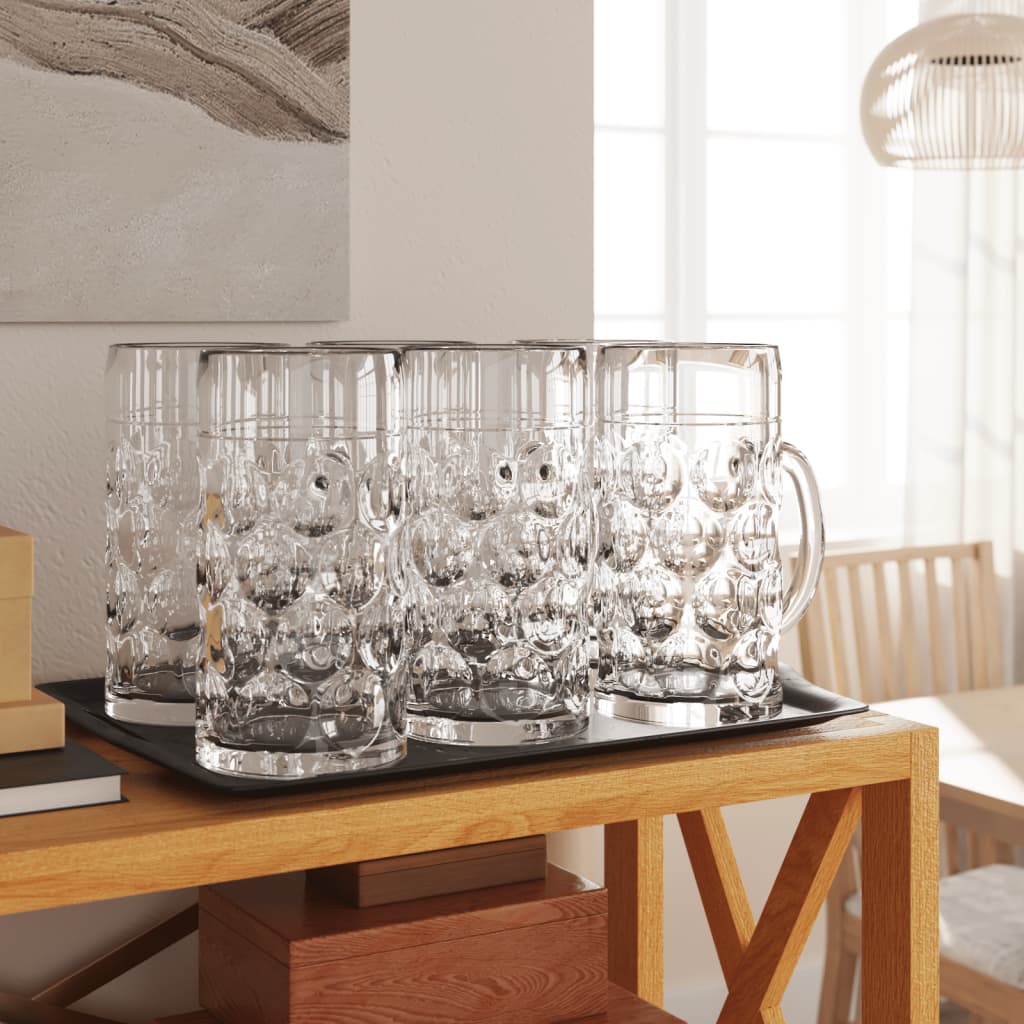 Bierkrüge mit Henkel Glas 6 Stk. 1000 ml Bierkrüge mit Henkel Glas 6 Stk. 1000 ml