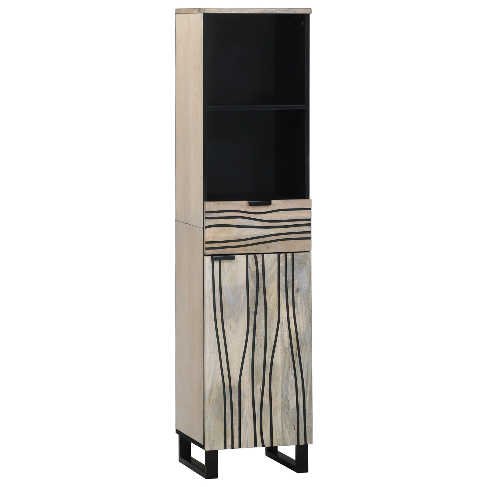 Badezimmer Schrank Weiß und Schwarz 38 x 33,5 x 160 cm Badezimmer Schrank Weiß und Schwarz 38 x 33,5 x 160 cm