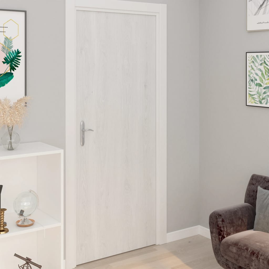 Selbstklebende Türfolien 2 Stk. Weißes Holz 210 x 90 cm PVC Selbstklebende Türfolien 2 Stk. Weißes Holz 210 x 90 cm PVC
