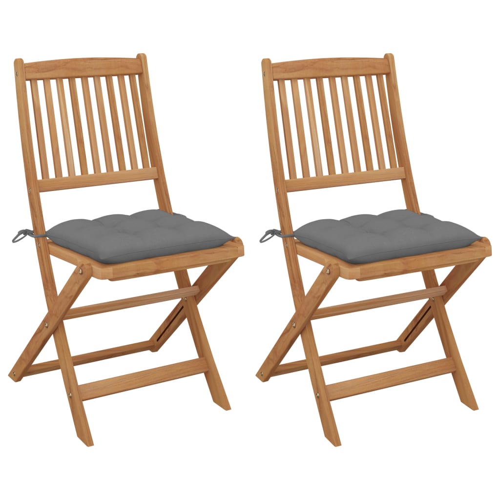 Klappbare Gartenstühle 2 Stk. mit Kissen Massivholz Akazie Klappbare Gartenstühle 2 Stk. mit Kissen Massivholz Akazie