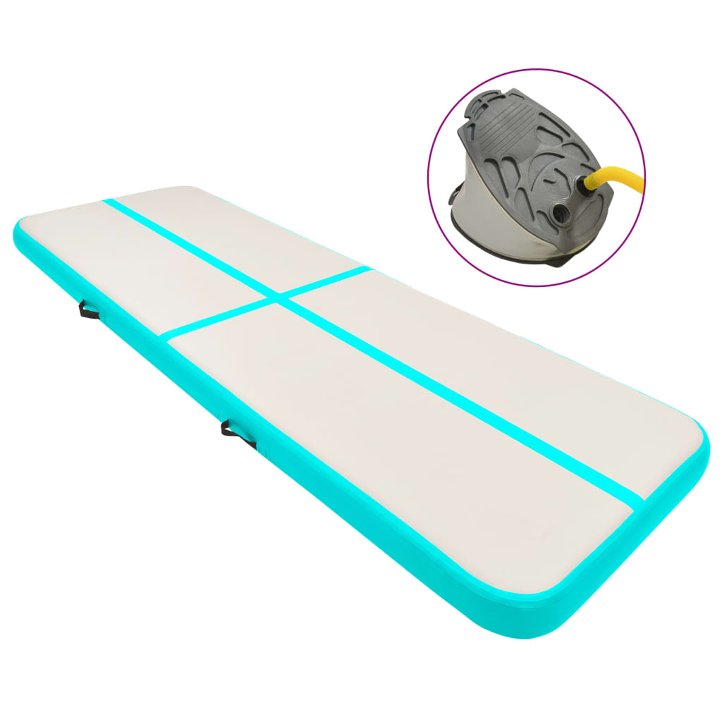 Aufblasbare Gymnastikmatte mit Pumpe 300x100x15 cm PVC Grün Aufblasbare Gymnastikmatte mit Pumpe 300x100x15 cm PVC Grün