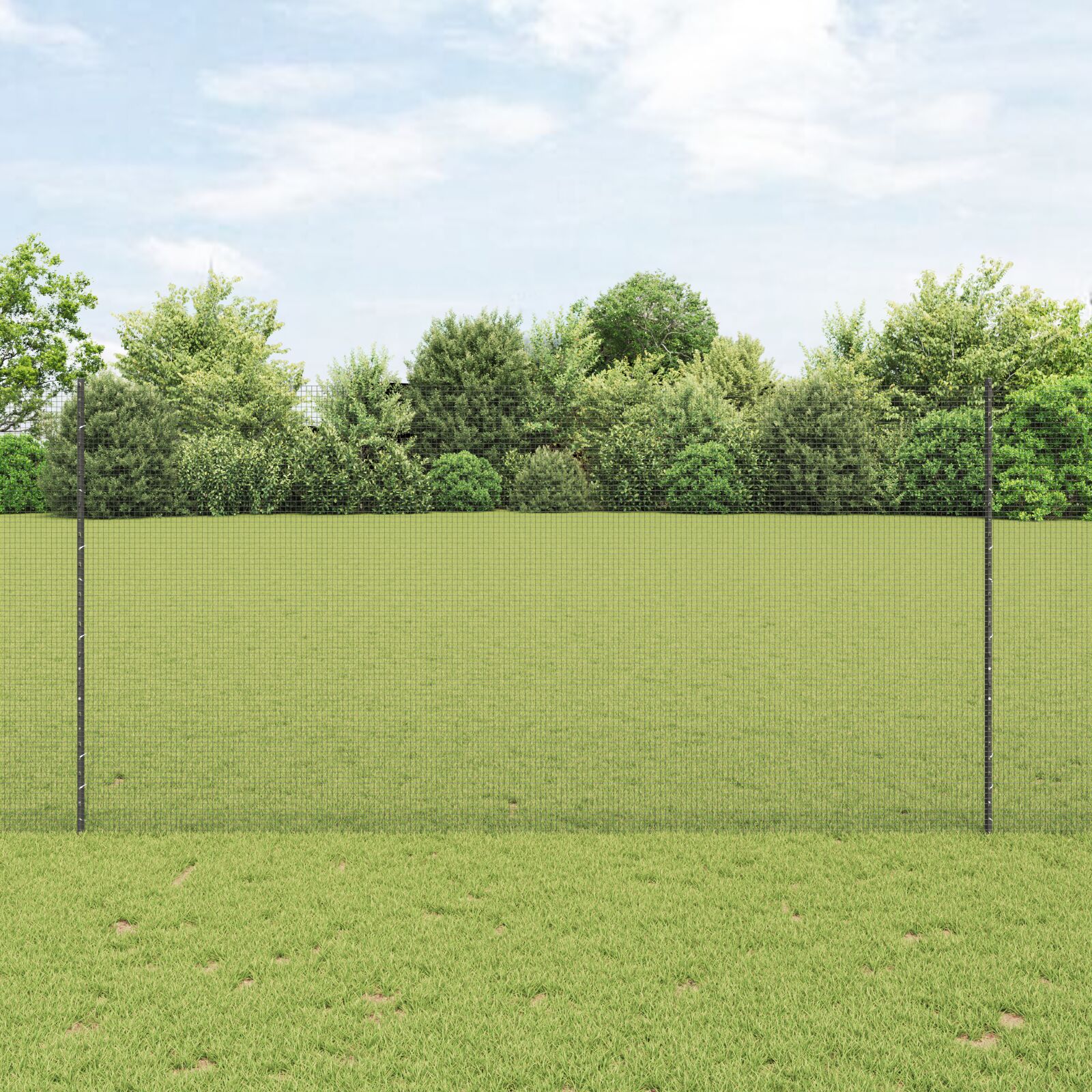 Geschweißter Drahtzaun mit 10 U-Pfosten Grau 1,5x10 m Stahl