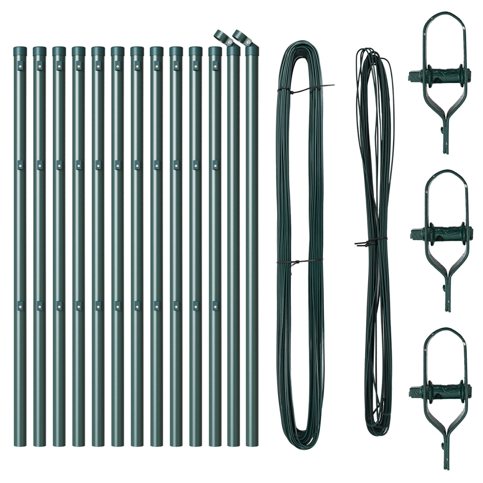 Zaunpfosten 13 Stück Grün Ø32 mm 80 cm Verzinkter Stahl