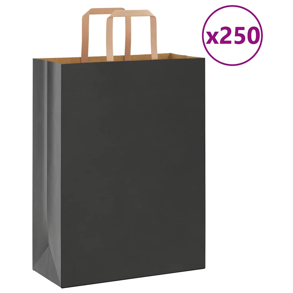 Papiertragetaschen 250 Stk. mit Henkeln Schwarz 26x12x35 cm Papiertragetaschen 250 Stk. mit Henkeln Schwarz 26x12x35 cm