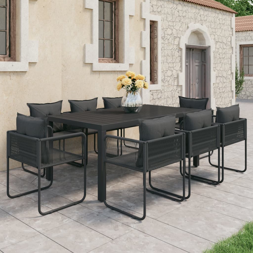 9-tlg. Garten-Essgruppe PVC Rattan Schwarz 9-tlg. Garten-Essgruppe PVC Rattan Schwarz