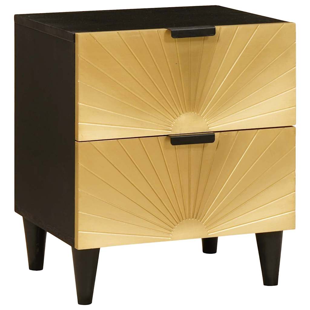 Nachttisch mit Schubladen Schwarz und Gold 40 x 33.5 x 46 cm