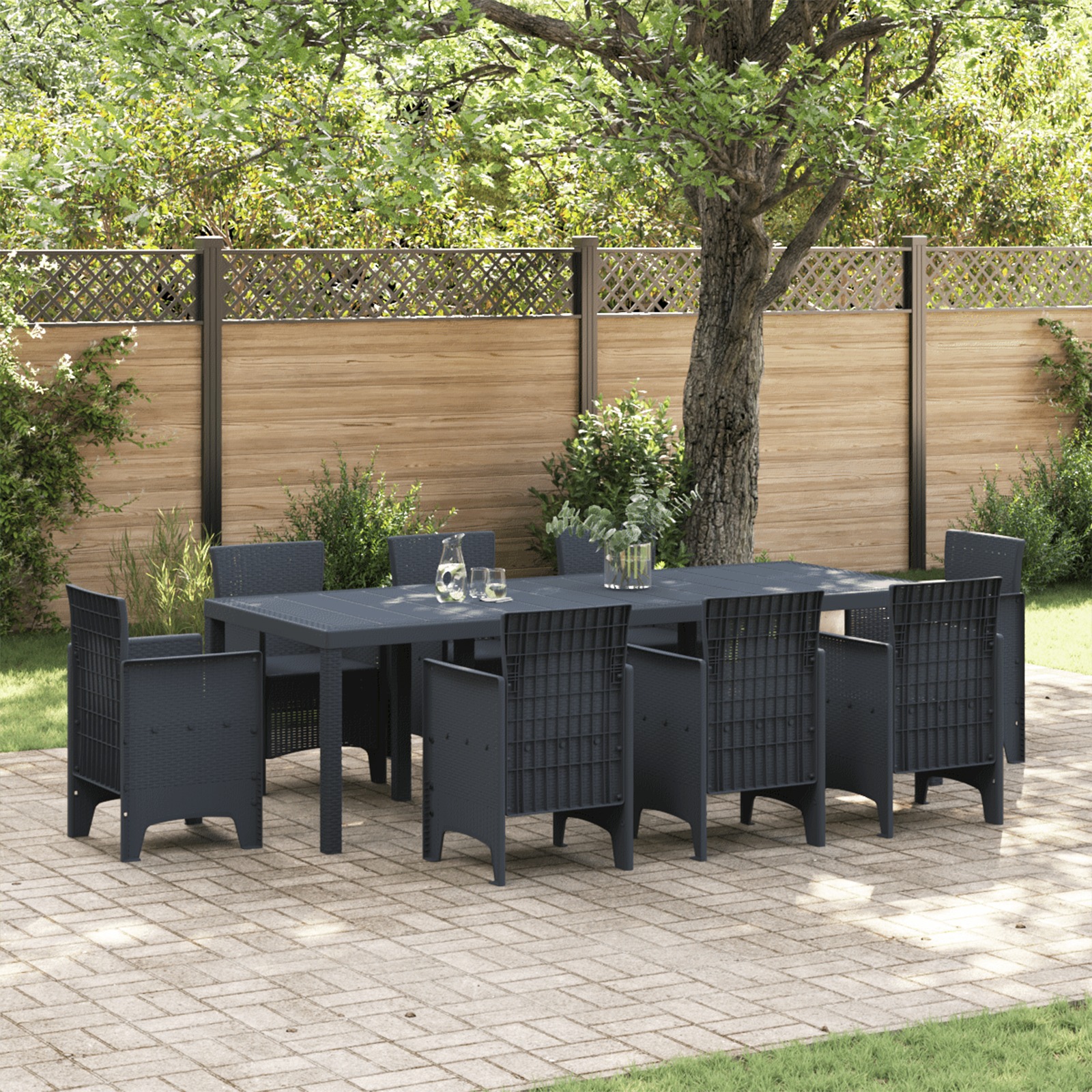 Gartentisch Anthrazit 250x100x73 cm Poly Rattan