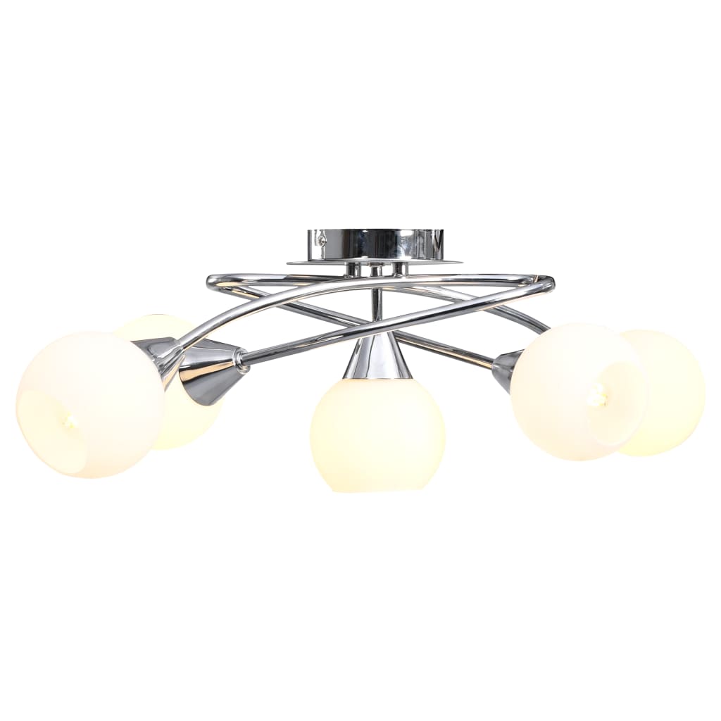 Deckenleuchte mit Keramik-Lampenschirmen für 5 E14 Glühlampen Deckenleuchte mit Keramik-Lampenschirmen für 5 E14 Glühlampen