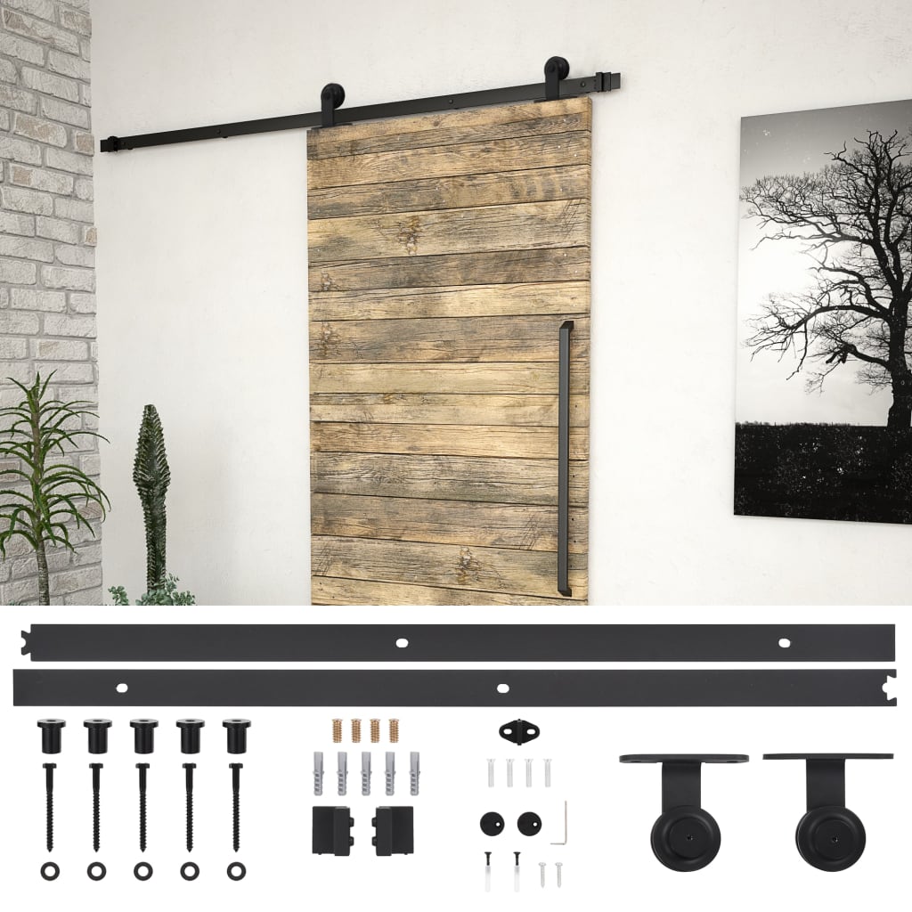 Schiebetürbeschlag-Set SKIEN 183 cm Stahl Schwarz Schiebetürbeschlag-Set SKIEN 183 cm Stahl Schwarz