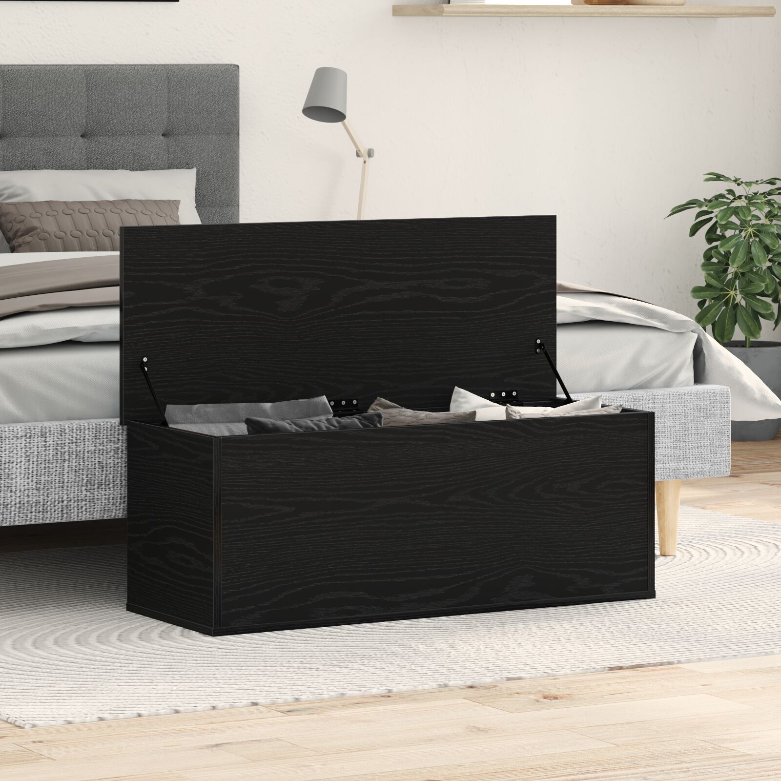 Aufbewahrungsbox schwarz Eiche 102x35x35 cm Holzwerkstoff Aufbewahrungsbox schwarz Eiche 102x35x35 cm Holzwerkstoff