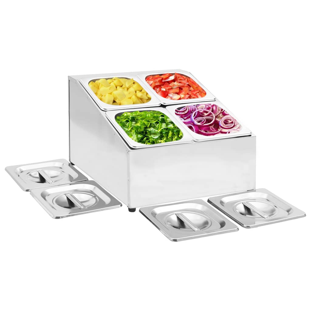 Gastronorm-Ständer mit 4 GN 1/6 Behältern Edelstahl Gastronorm-Ständer mit 4 GN 1/6 Behältern Edelstahl