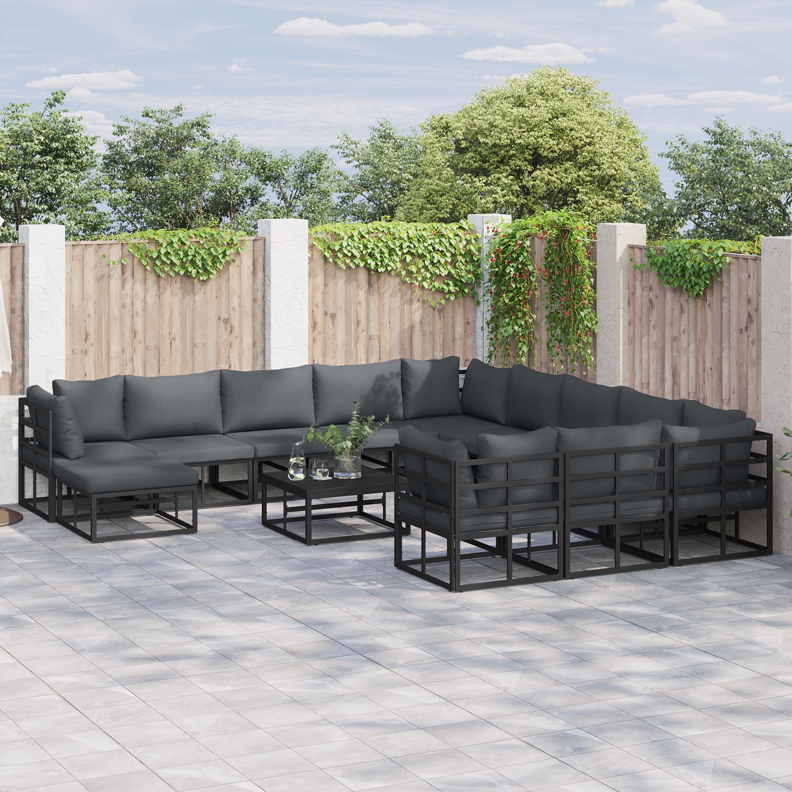 Garten-Sofa-Set 13 pcs Schwarz 70 x 70 x 32 cm Aluminium Garten-Sofa-Set 13 pcs Schwarz 70 x 70 x 32 cm Aluminium