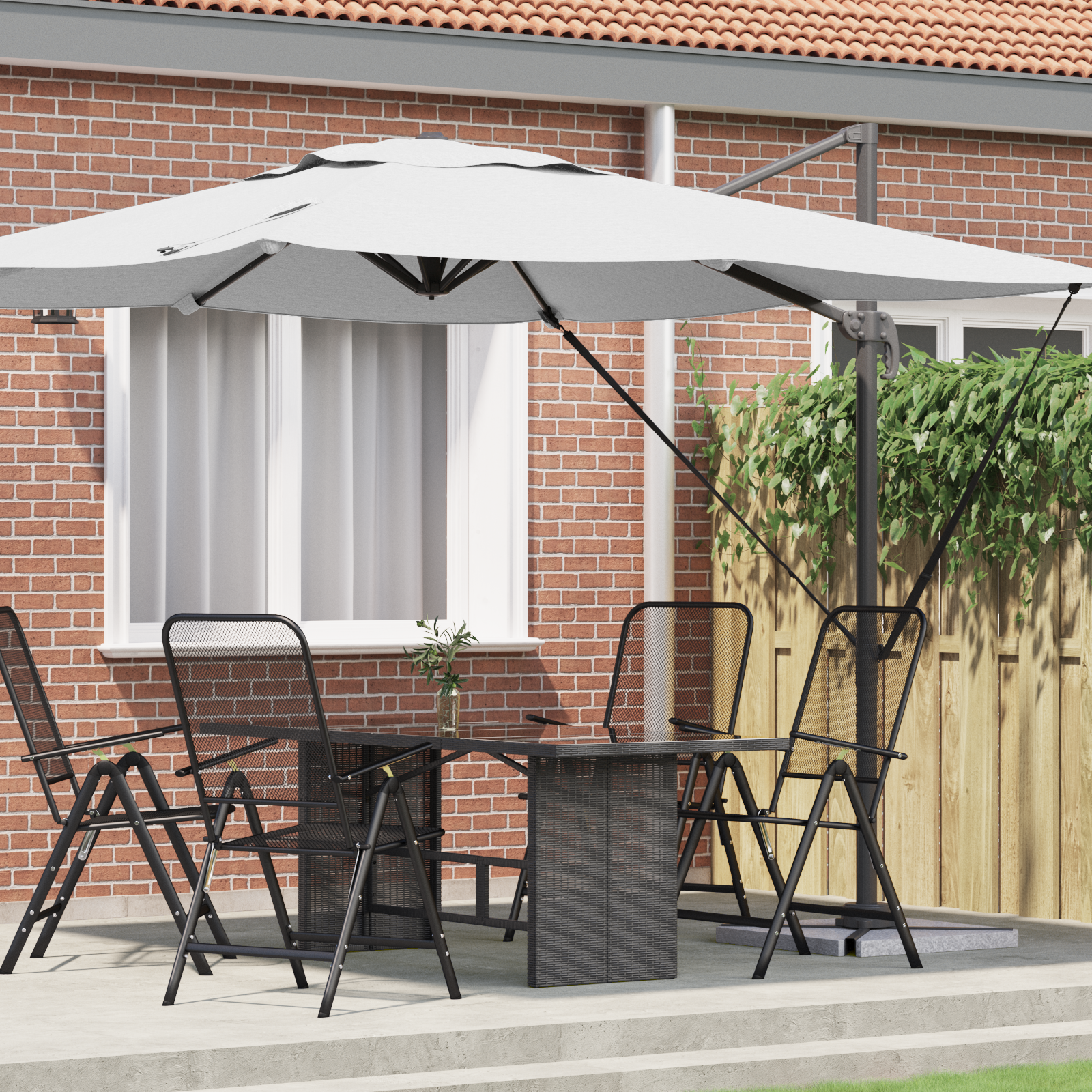 Terrassenschirm Sand Polyesterdach 3m Verstellbare Armlehnen Terrassenschirm Sand Polyesterdach 3m Verstellbare Armlehnen