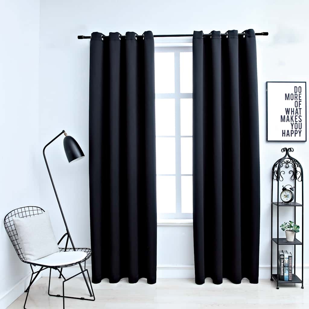 Verdunkelungsvorhänge mit Ringen 2 Stk. Schwarz 137x213 cm Stoff Verdunkelungsvorhänge mit Ringen 2 Stk. Schwarz 137x213 cm Stoff