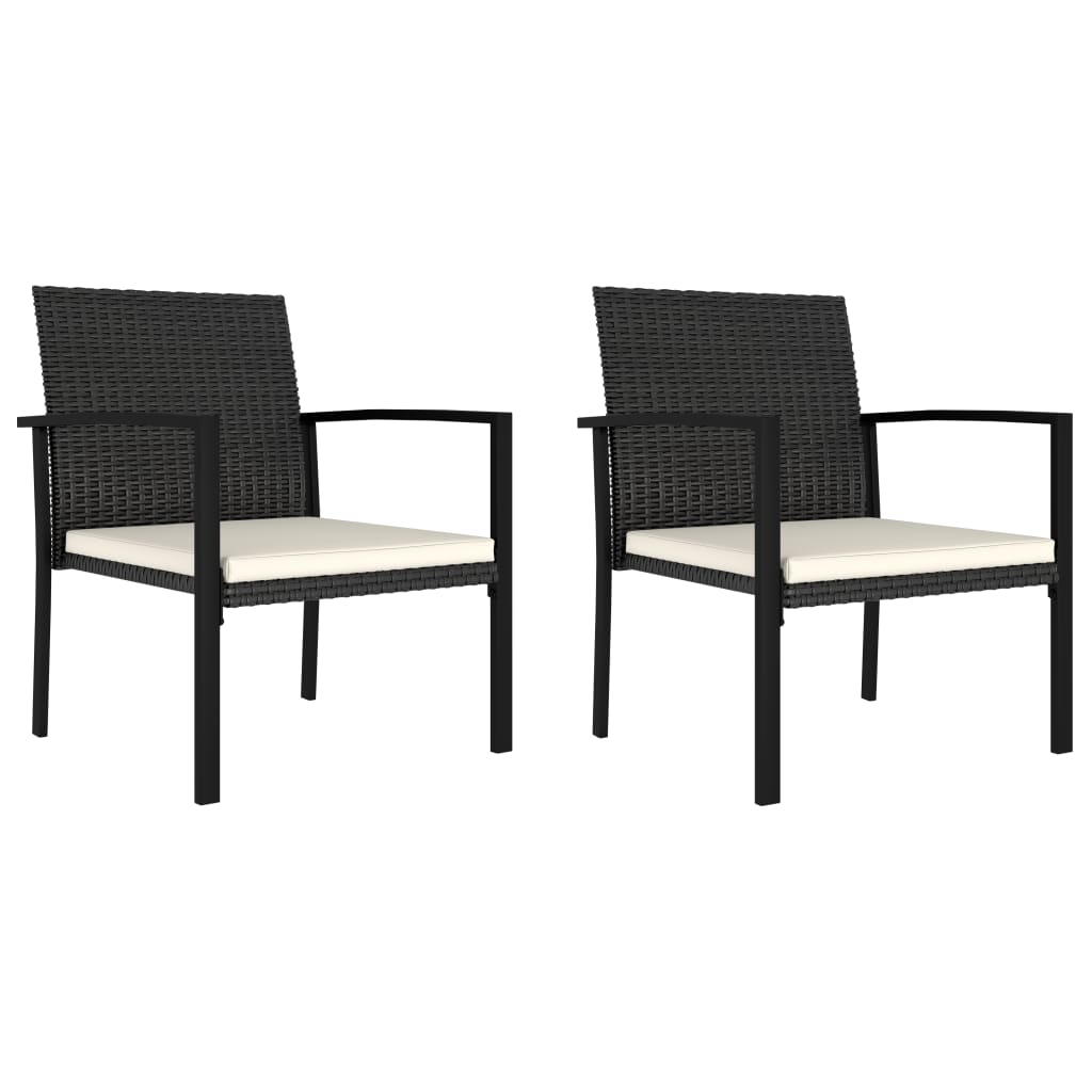 Garten-Essstühle 2 Stk. Poly Rattan Schwarz Garten-Essstühle 2 Stk. Poly Rattan Schwarz