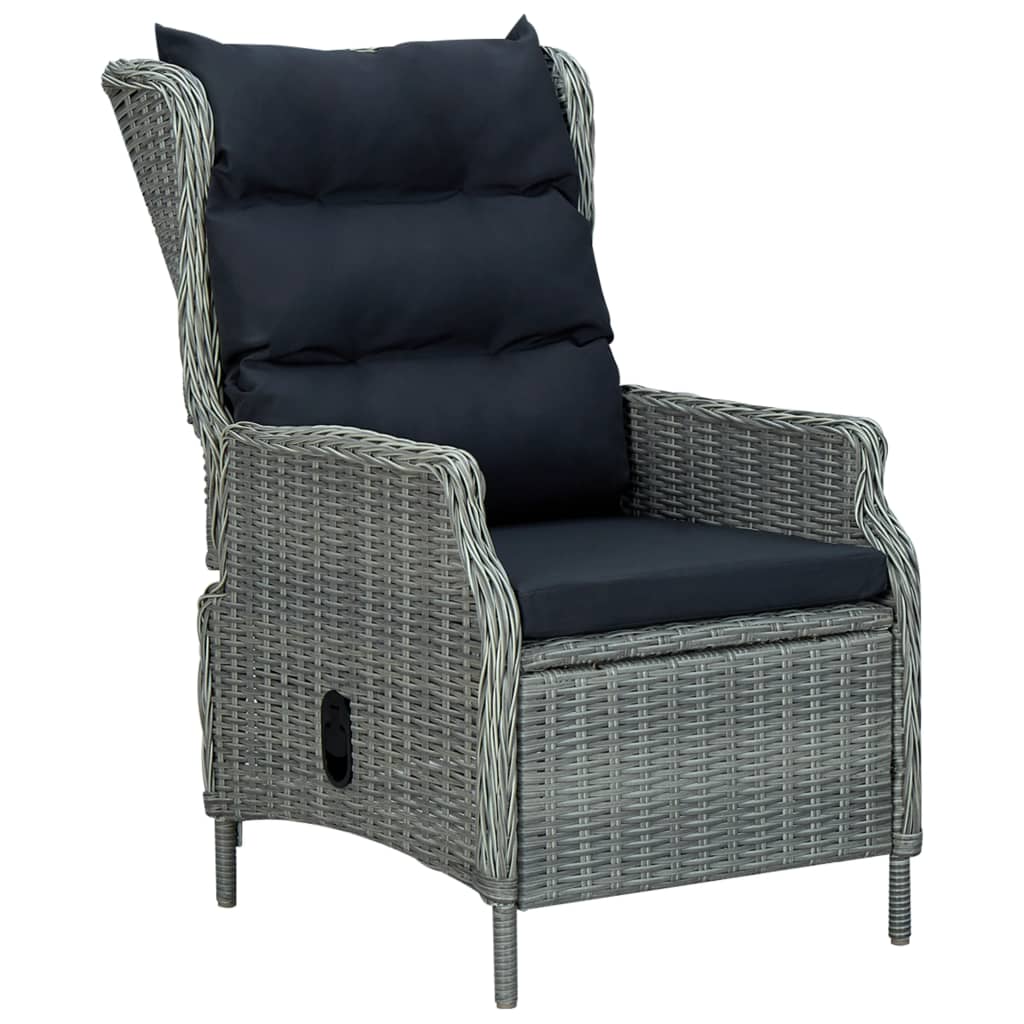 Verstellbarer Gartensessel mit Auflagen Poly Rattan Hellgrau Verstellbarer Gartensessel mit Auflagen Poly Rattan Hellgrau
