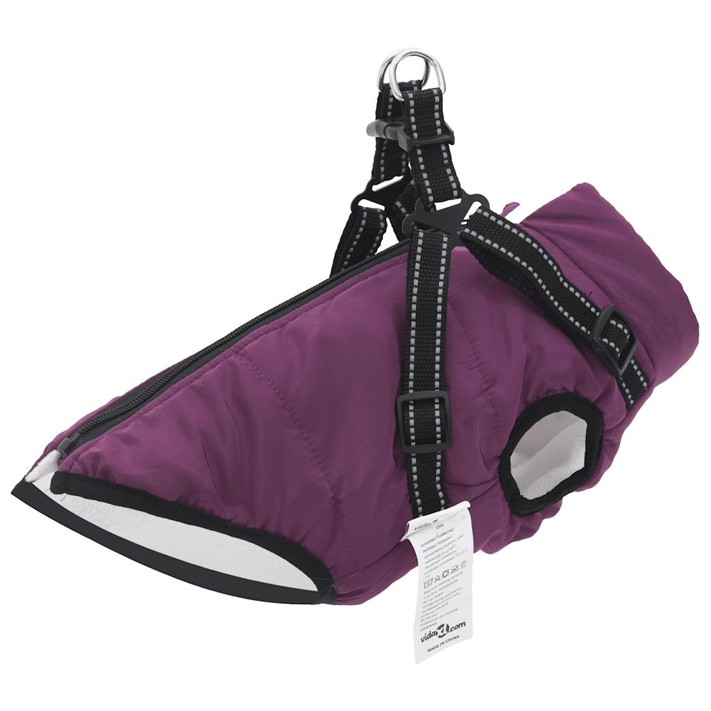 Hundemantel mit Geschirr Wasserdicht Reflektierend Lila XL Hundemantel mit Geschirr Wasserdicht Reflektierend Lila XL