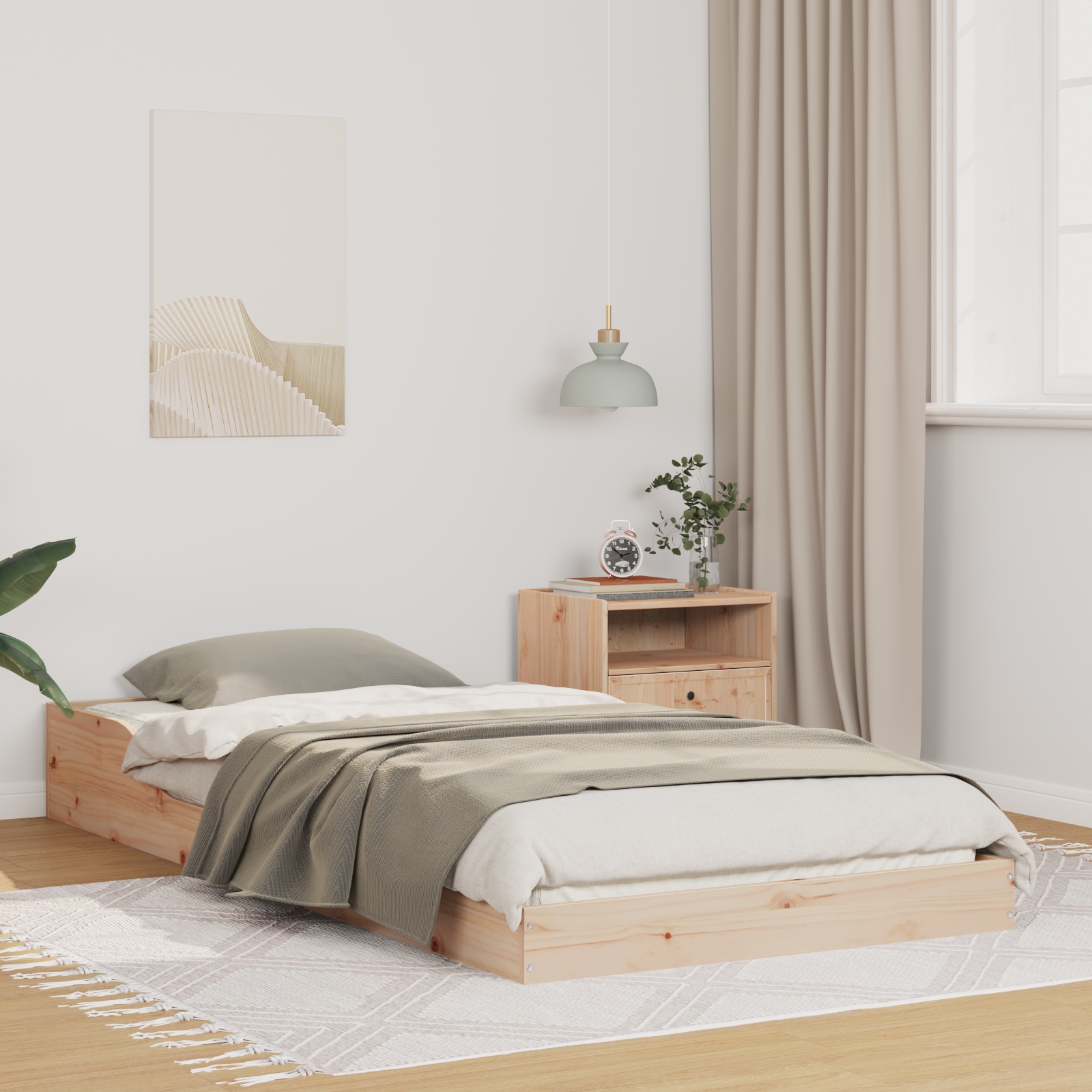 Bettgestell Braun 80 x 210 cm Massivholz Kiefer Bettgestell Braun 80 x 210 cm Massivholz Kiefer