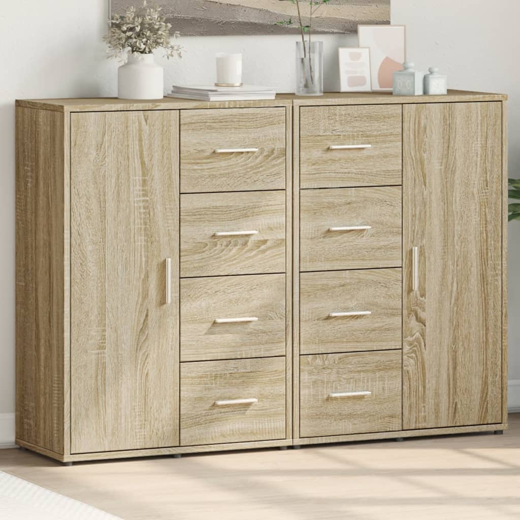 Sideboards 2 Stk. Sonoma-Eiche 60x31x84 cm Holzwerkstoff