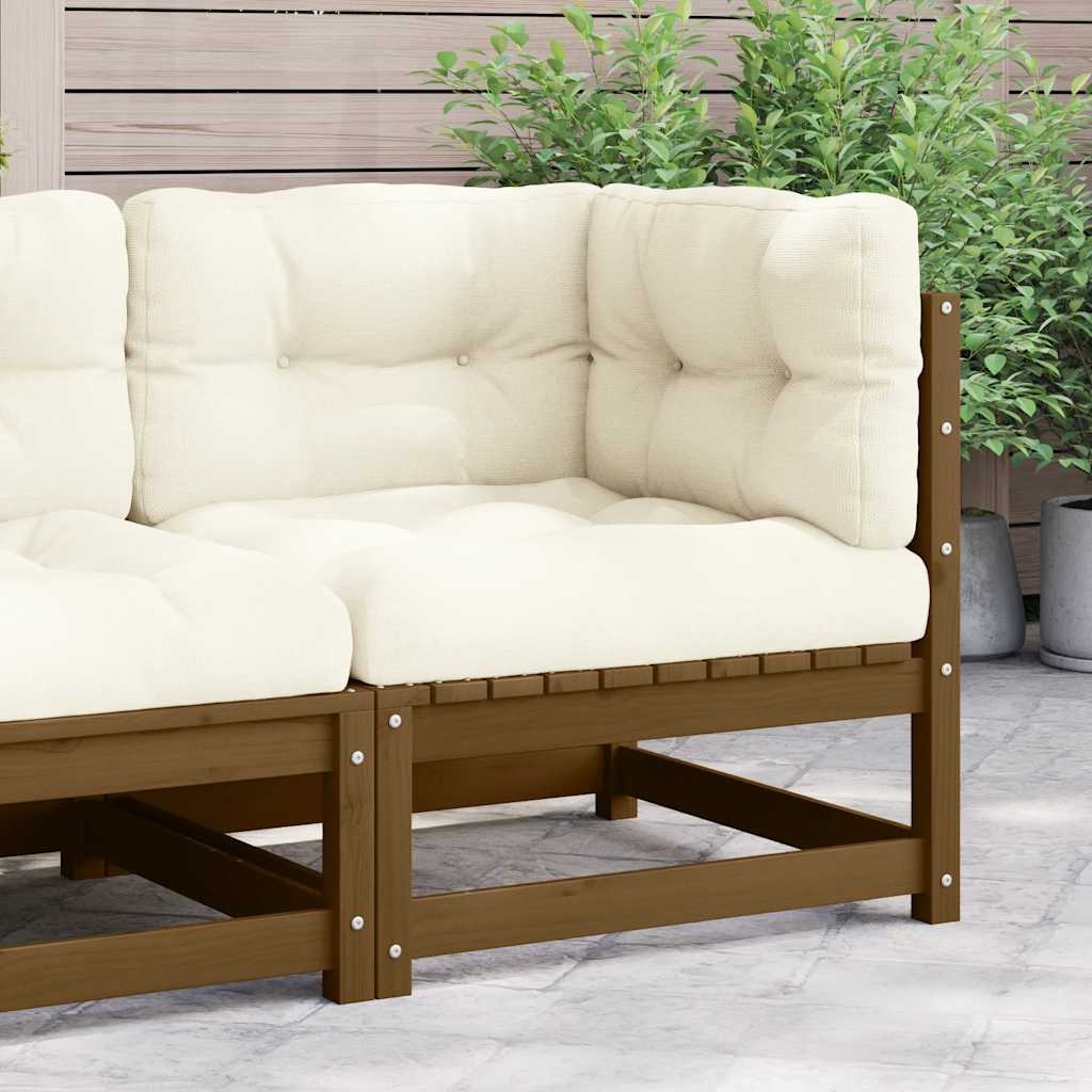 Garten-Ecksofa mit Creme Kissen Massivholz Kiefer Garten-Ecksofa mit Creme Kissen Massivholz Kiefer