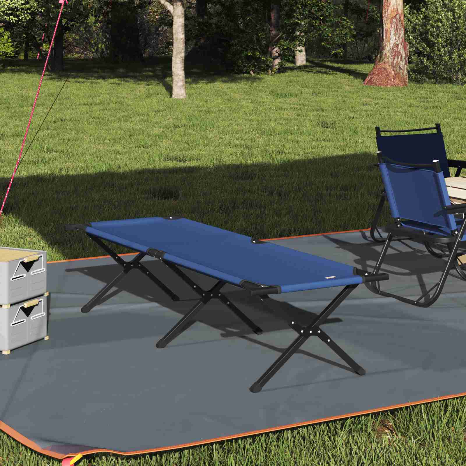 Klappbett für die Sonne mit Tragetasche Blau 600D Oxford-Gewebe Klappbett für die Sonne mit Tragetasche Blau 600D Oxford-Gewebe