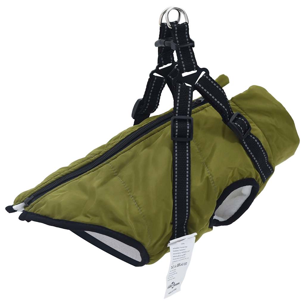 Hundemantel mit Geschirr Wasserdicht Reflektierend Armeegrün XL Hundemantel mit Geschirr Wasserdicht Reflektierend Armeegrün XL